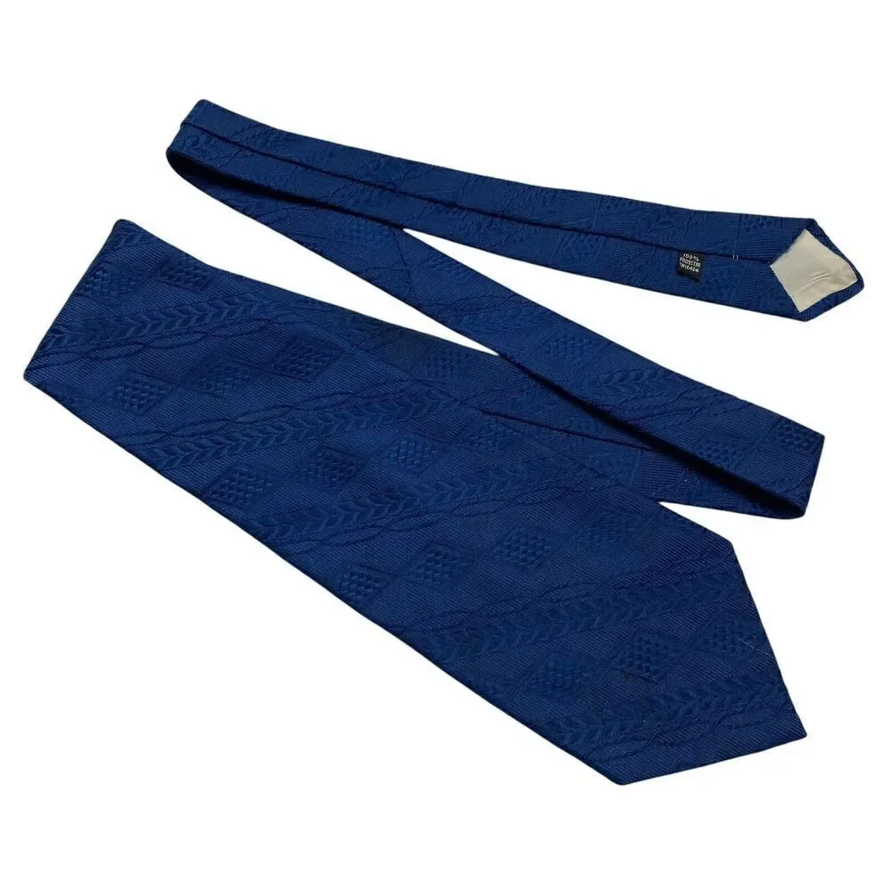 Vtg Sears The Mens Store Tie Necktie Wide Textured Polyester Blue Tone on Tone